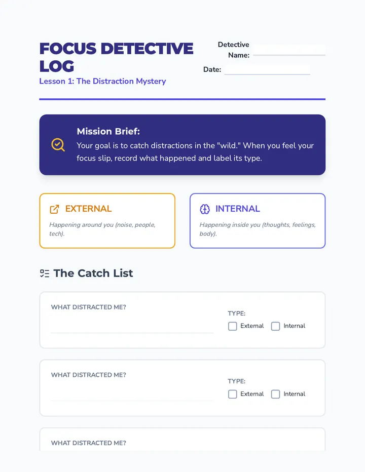 Focus Detective Worksheet