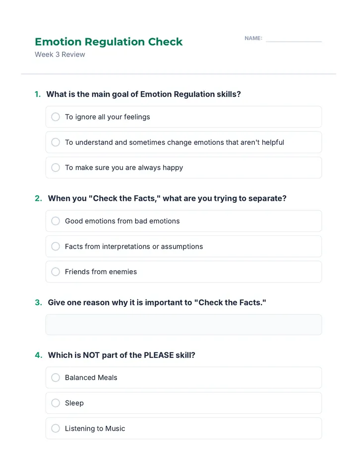 Week 3 Emotion Regulation Quiz