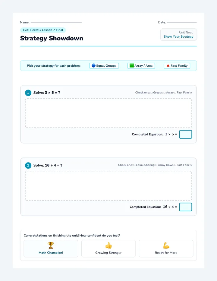 Strategy Showdown Exit Ticket