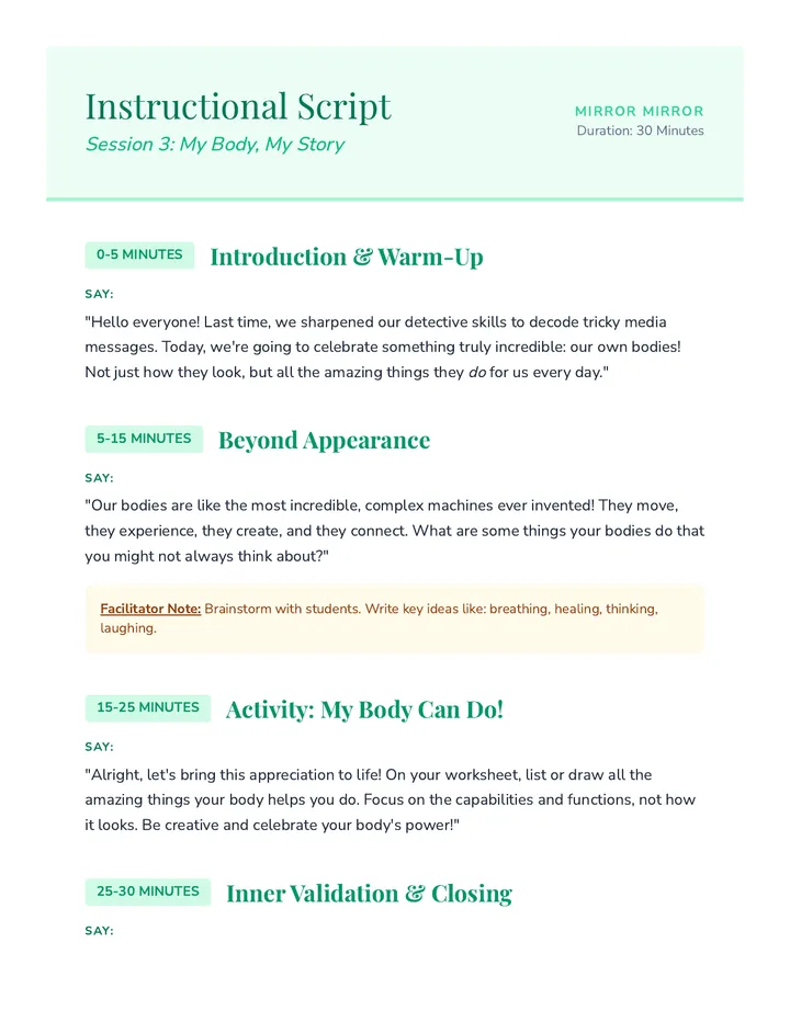Session 3 Script Activity and Journal Packet