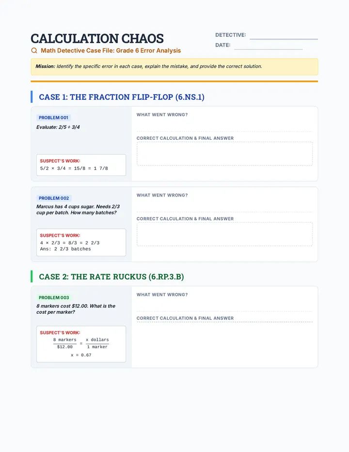 Calculation Chaos Worksheet