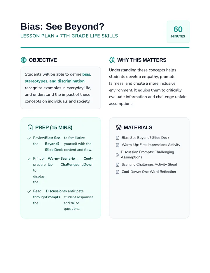Bias See Beyond Lesson Plan