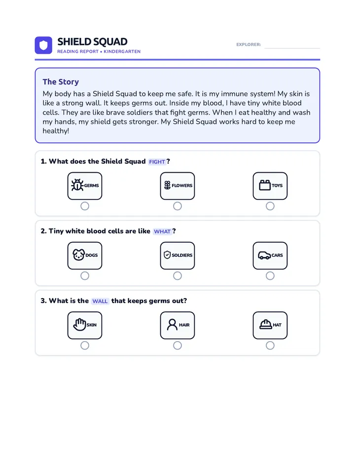 Shield Squad Story Worksheet