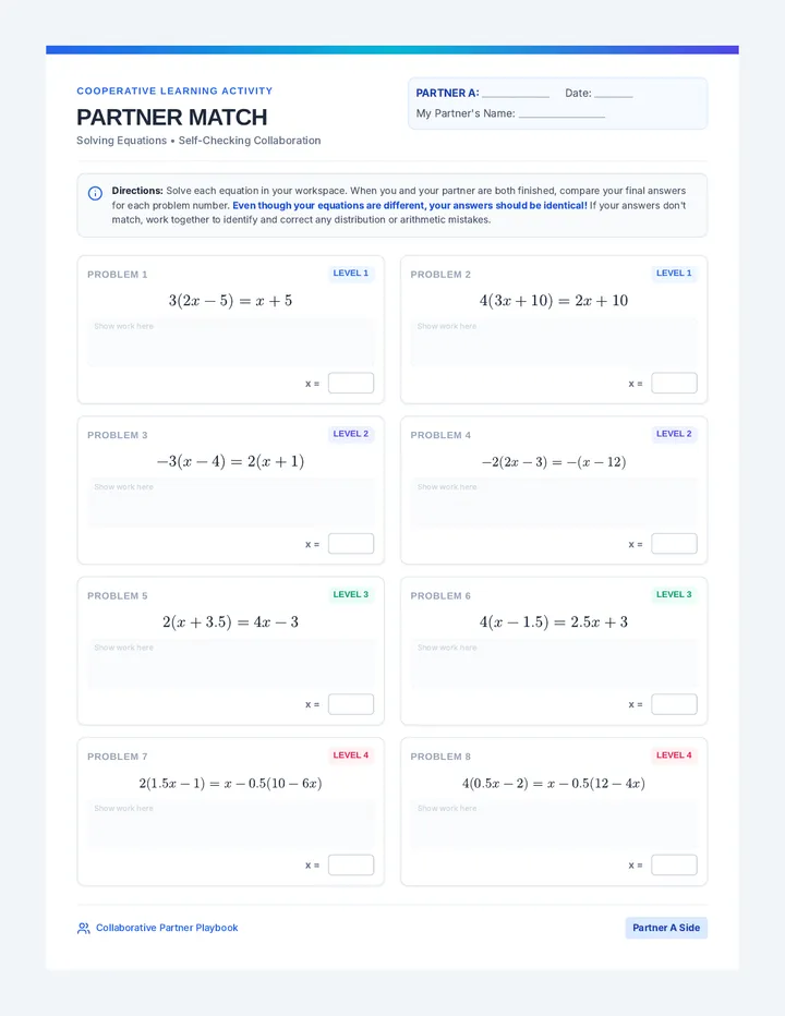 Distributive Duels Partner Match