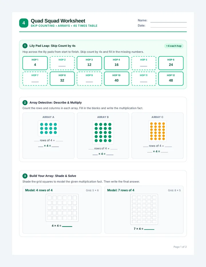Quad Squad Worksheet