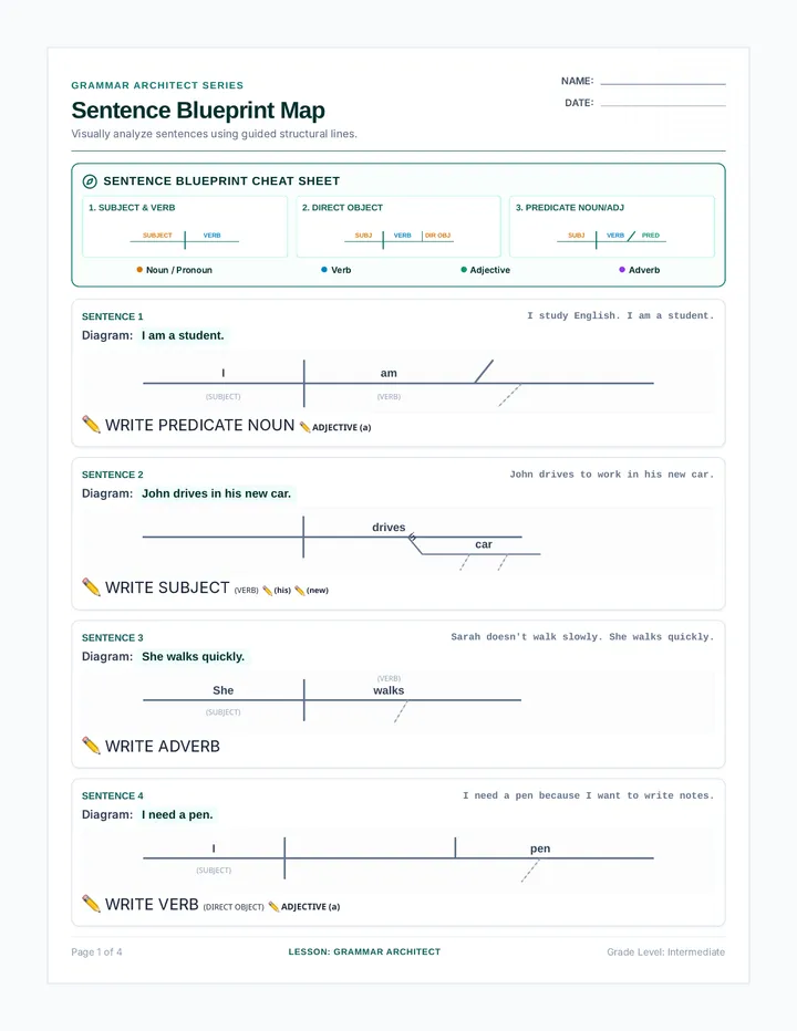 Sentence Blueprint Worksheet