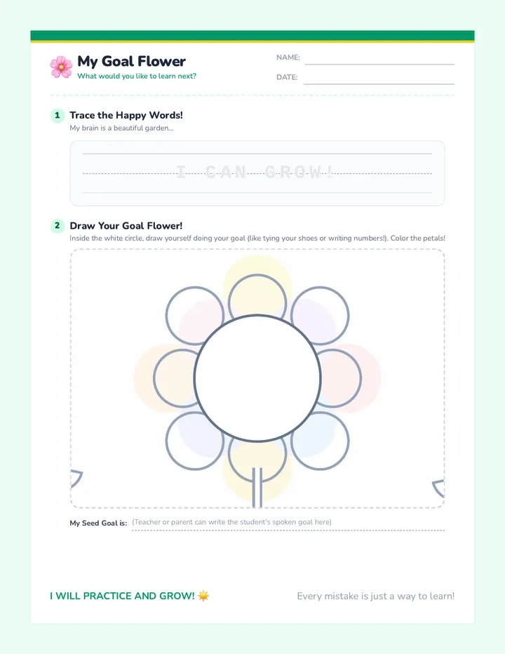 Goal Flower Activity Sheet