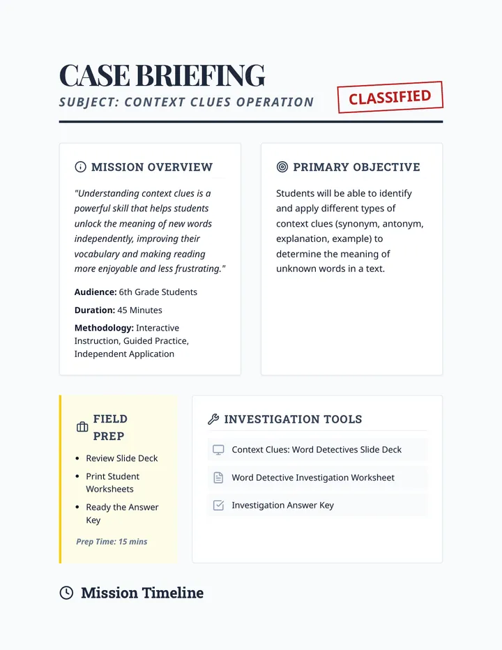 Word Detective Case Briefing Lesson Plan