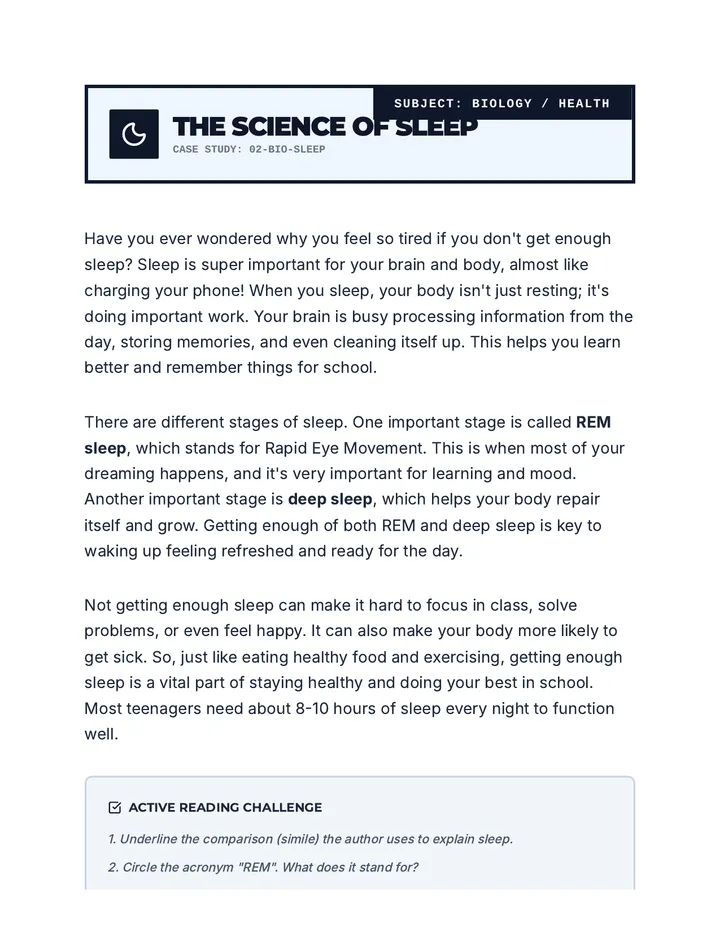 The Science of Sleep Passage