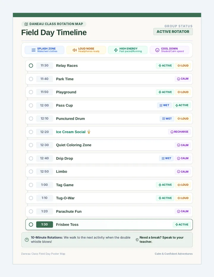 Field Day Schedule Poster