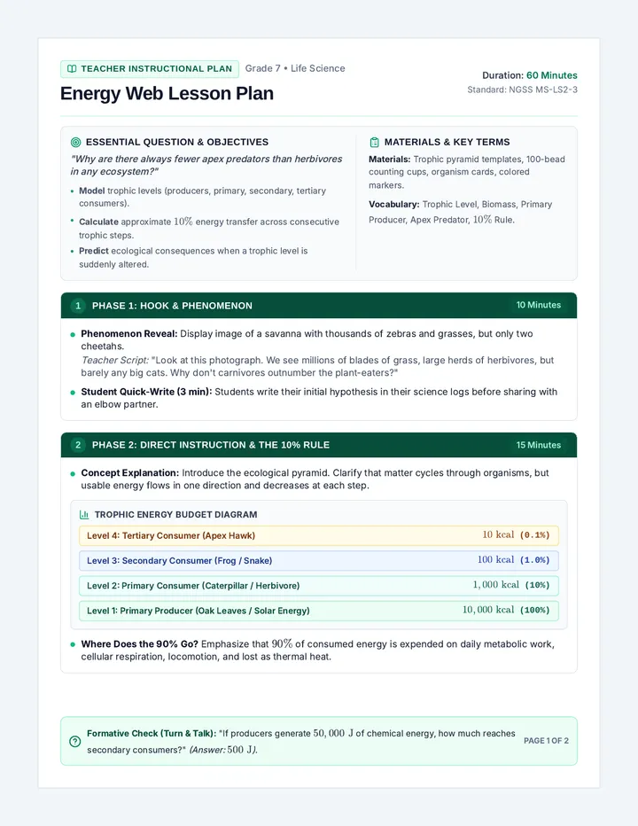 Energy Web Lesson Plan