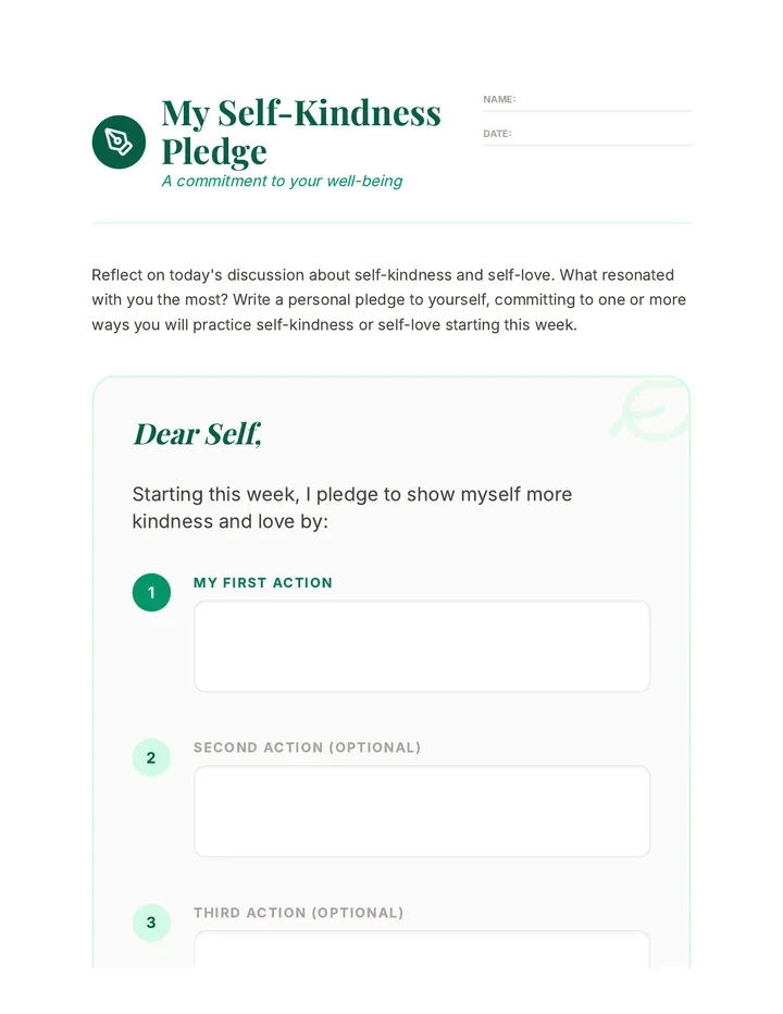 Self Kindness Pledge Journal