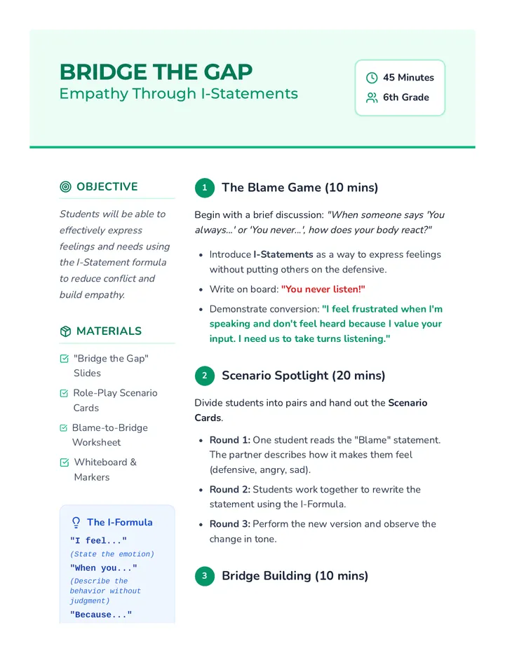 Empathy Through I Statements • Lesson • Lenny.com