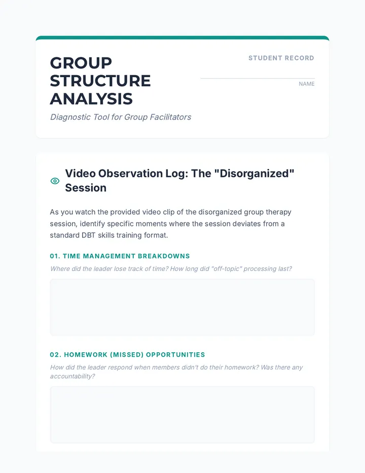 Group Structure Analysis Worksheet