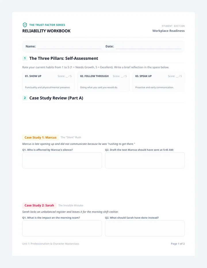 Trust Factor Worksheet