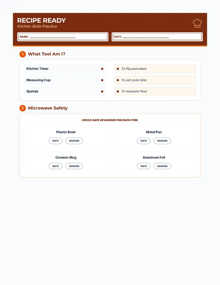 Recipe Ready Worksheet
