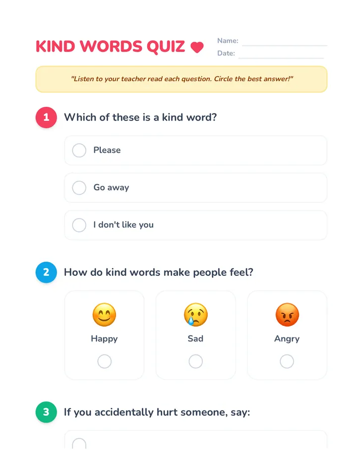 Kind Words Quiz