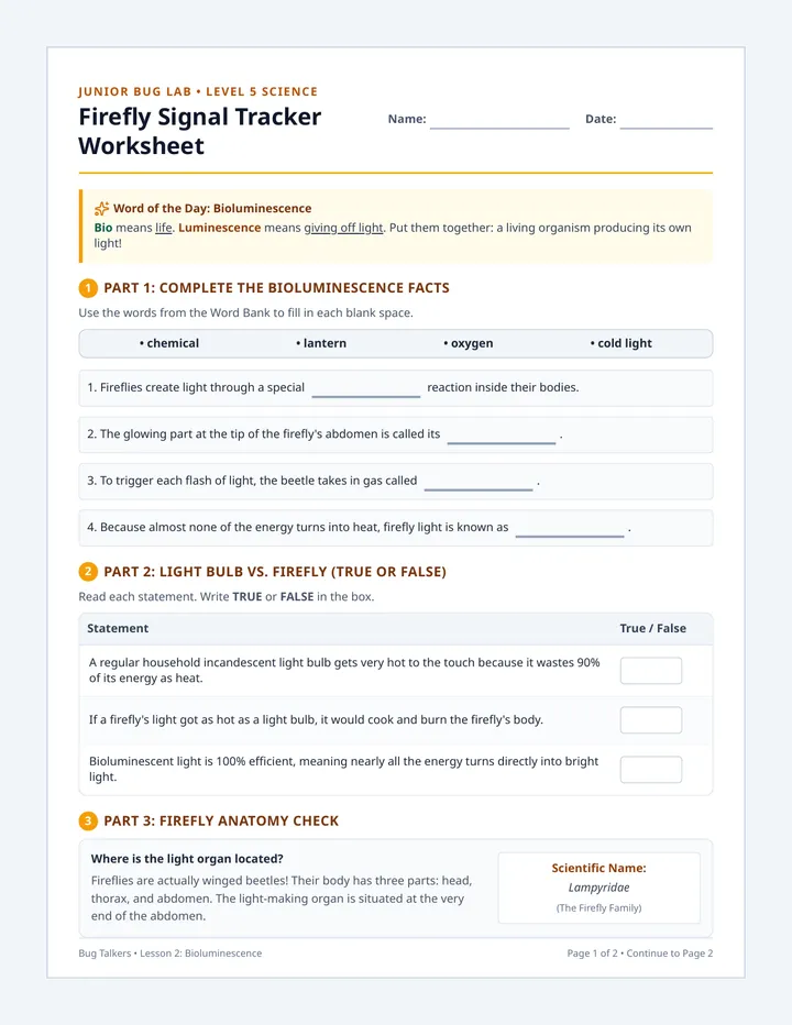 Firefly Signal Tracker Worksheet