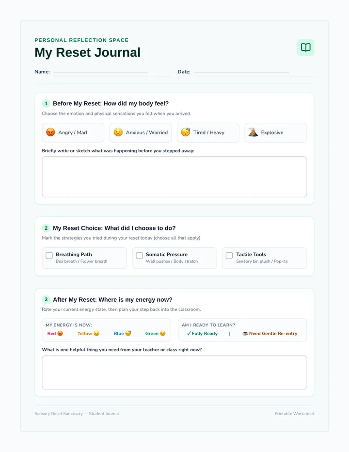 My Reset Journal Worksheet