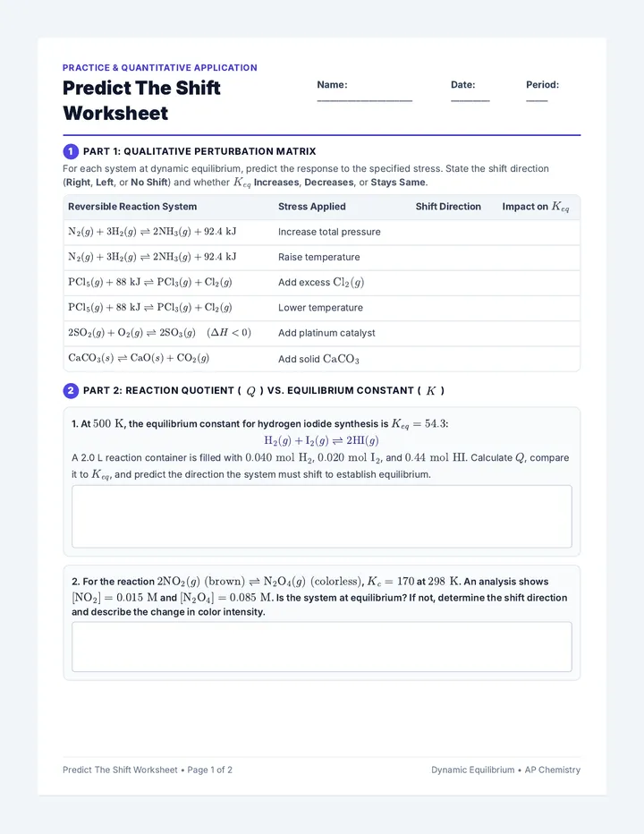 Predict The Shift Worksheet