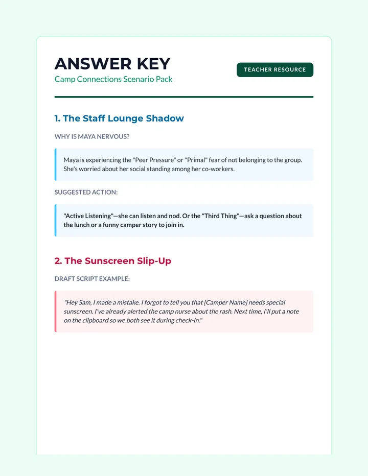 Camp Comm Answer Key