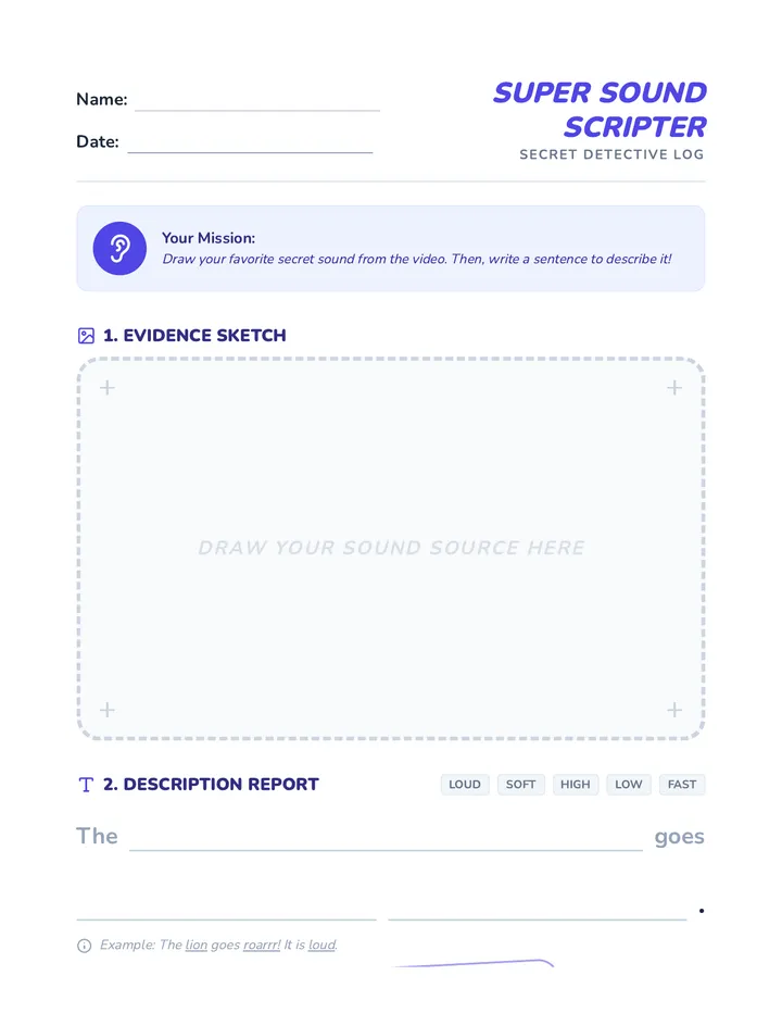 Super Sound Scripter Worksheet