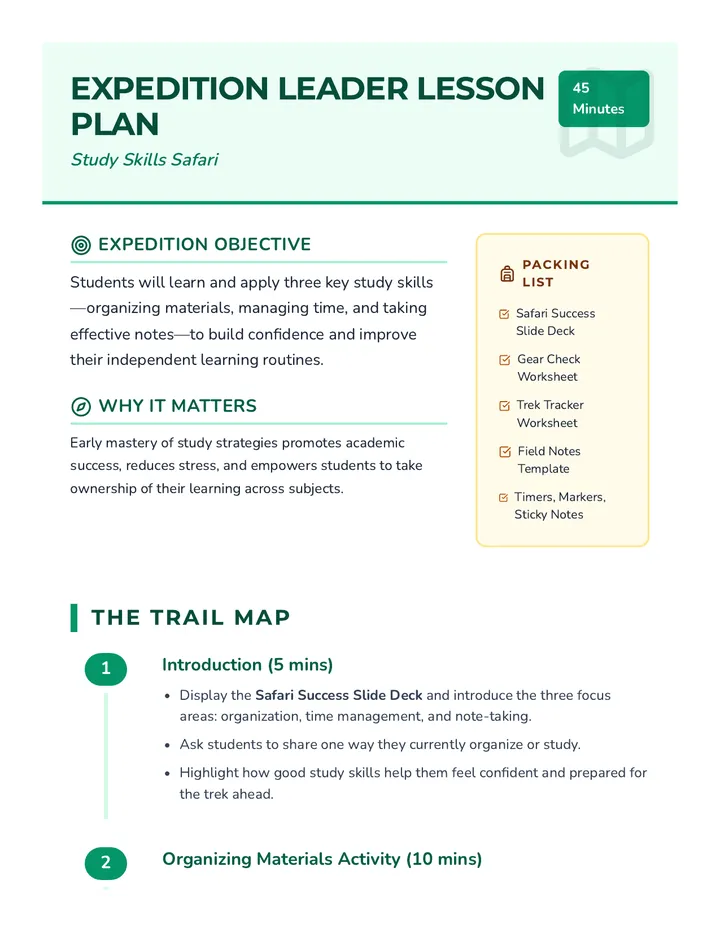 Expedition Leader Lesson Plan