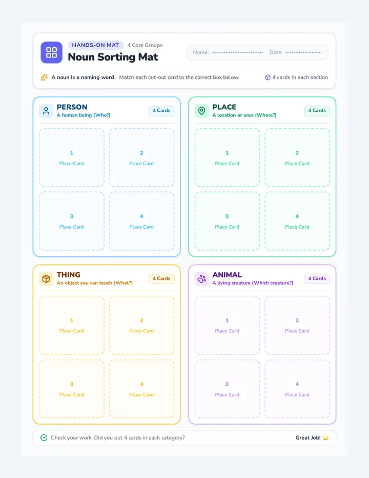 Noun Scout Sorting Activity