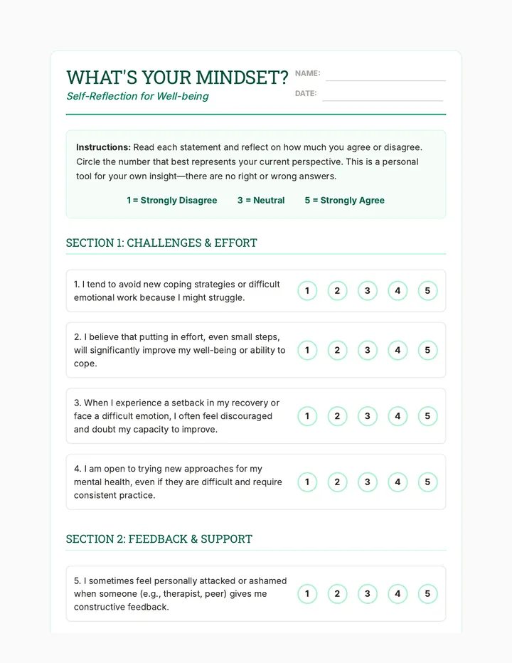 What's Your Mindset Worksheet