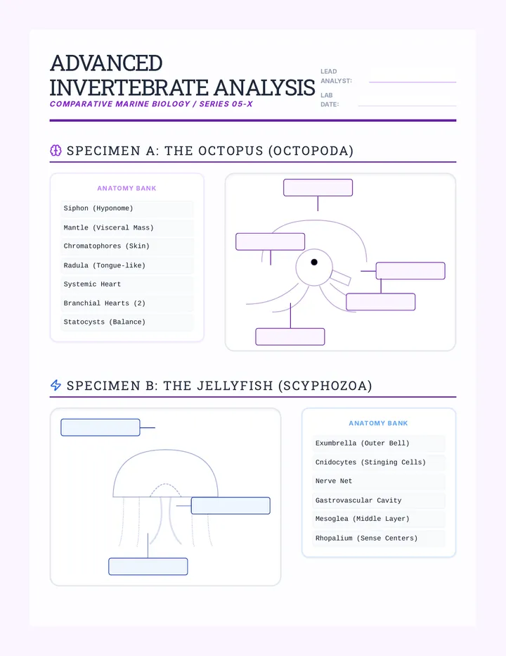 Invertebrate Anatomy Worksheet