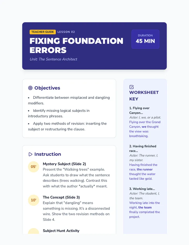 Fixing Dangling Teacher Guide