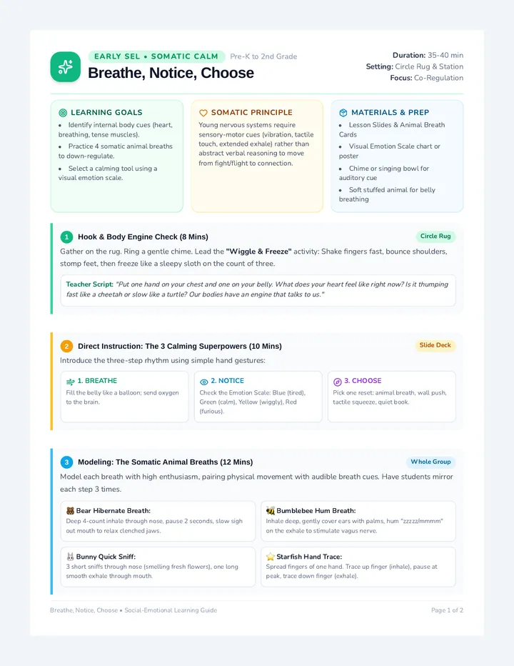 Breathe Notice Choose Lesson Plan