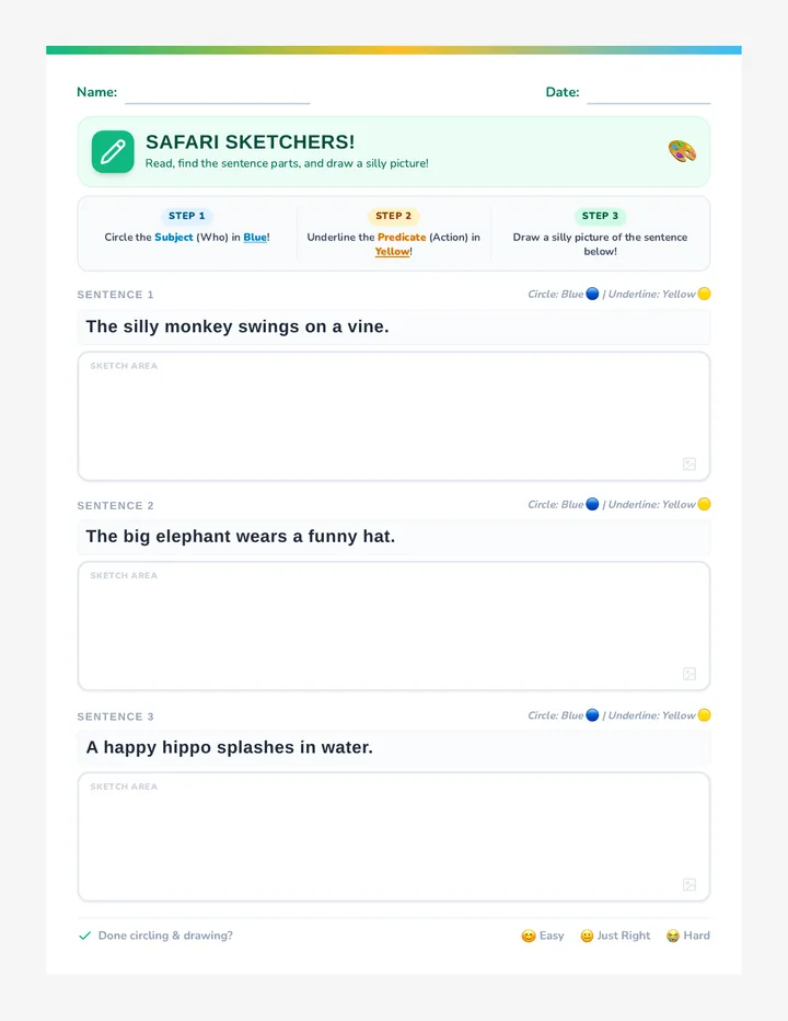 Safari Sketchers Worksheet