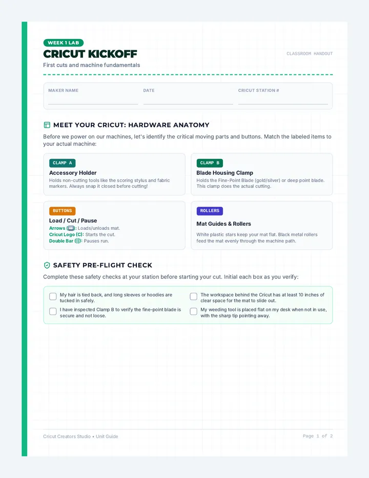 Cricut Kickoff Handout