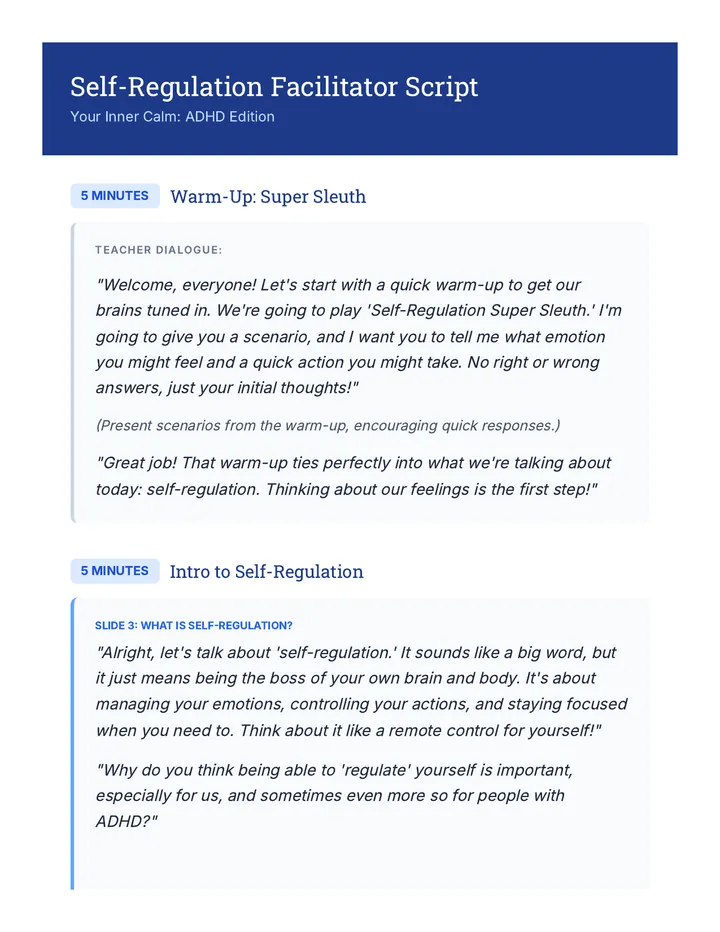 Self-Regulation Script