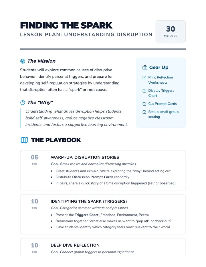 Understanding Disruption Lesson Plan
