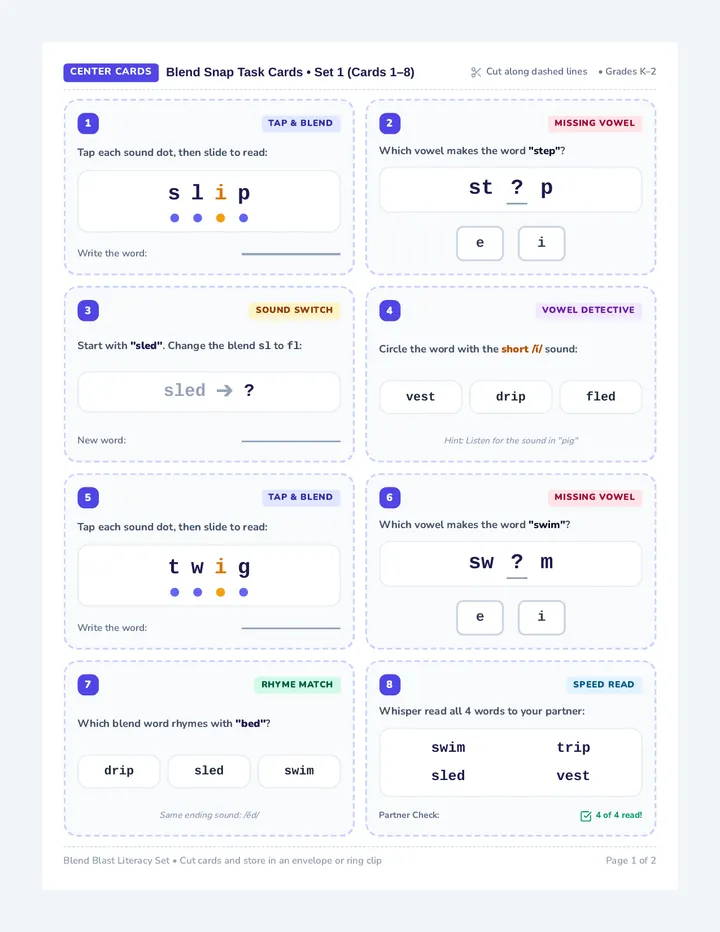 Blend Snap Task Cards
