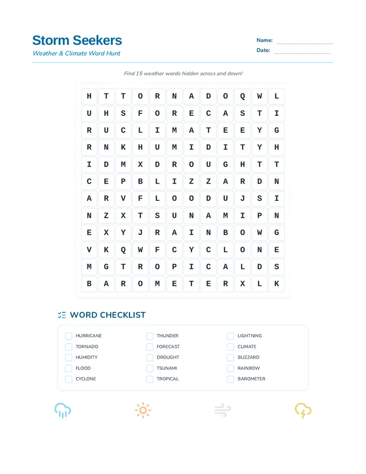 Storm Seekers Word Search