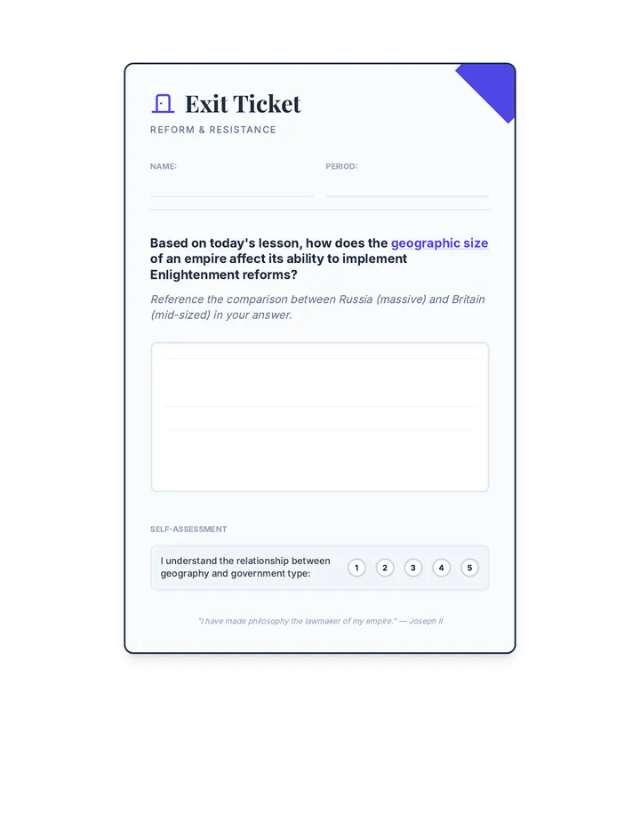Reform Resistance Exit Ticket