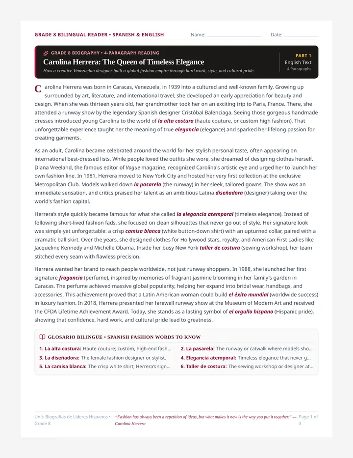 Timeless Elegance Reading Handout