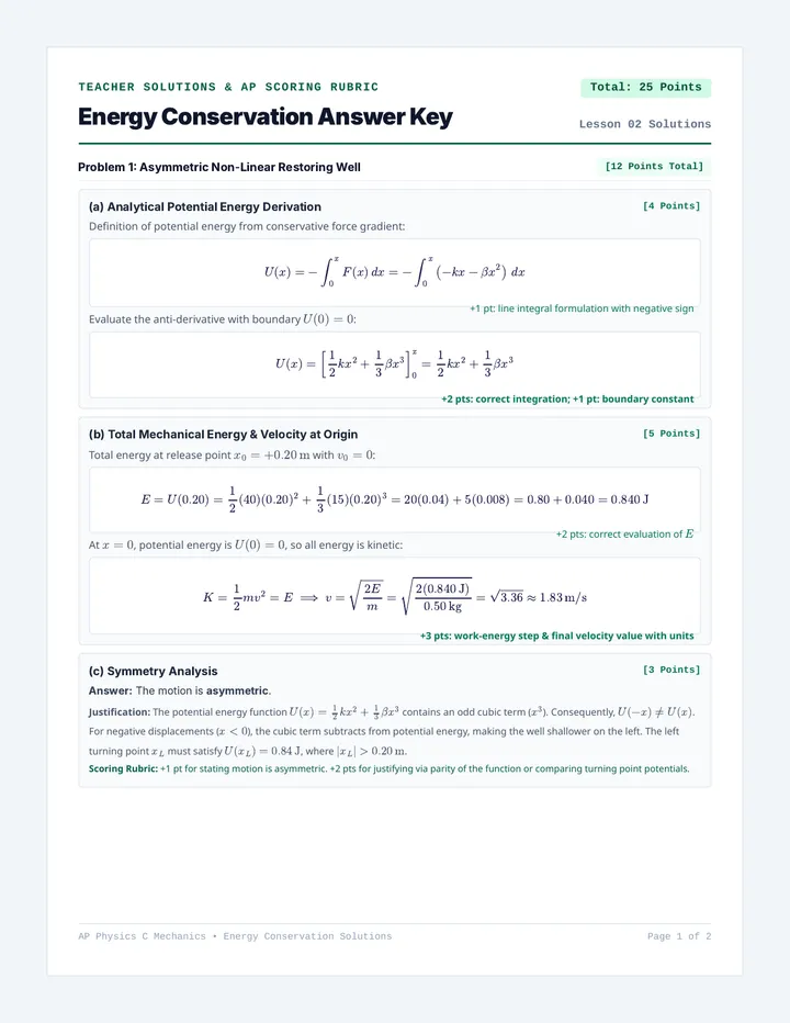 Energy Conservation Answer Key