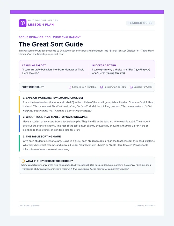 Pocket Sorting Lesson Plan