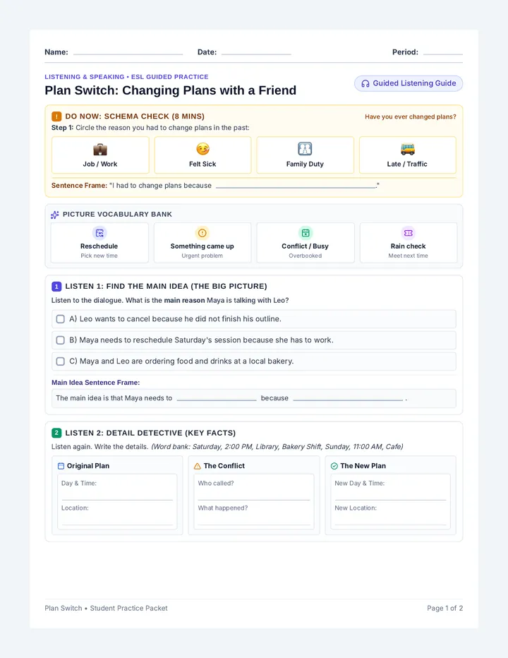 Plan Switch Student Worksheet