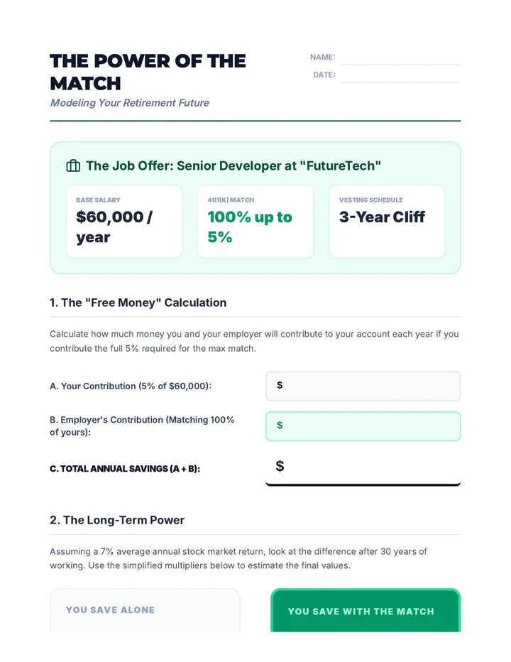 Retirement Growth Worksheet