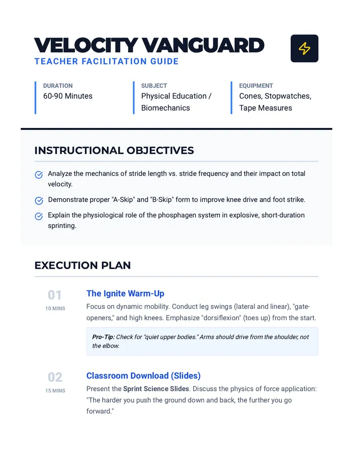 Velocity Vanguard Teacher Guide