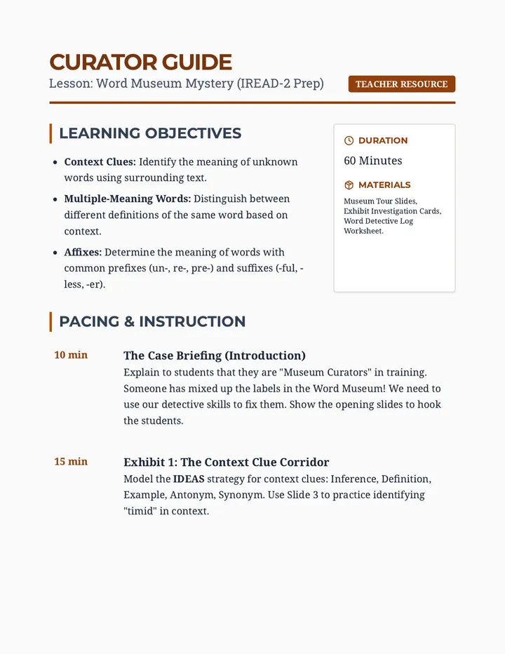 Curator Guide Teacher Guide