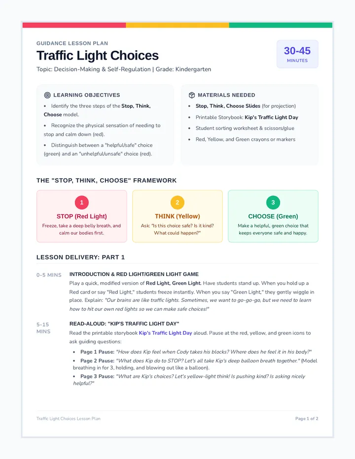 Traffic Light Lesson Plan