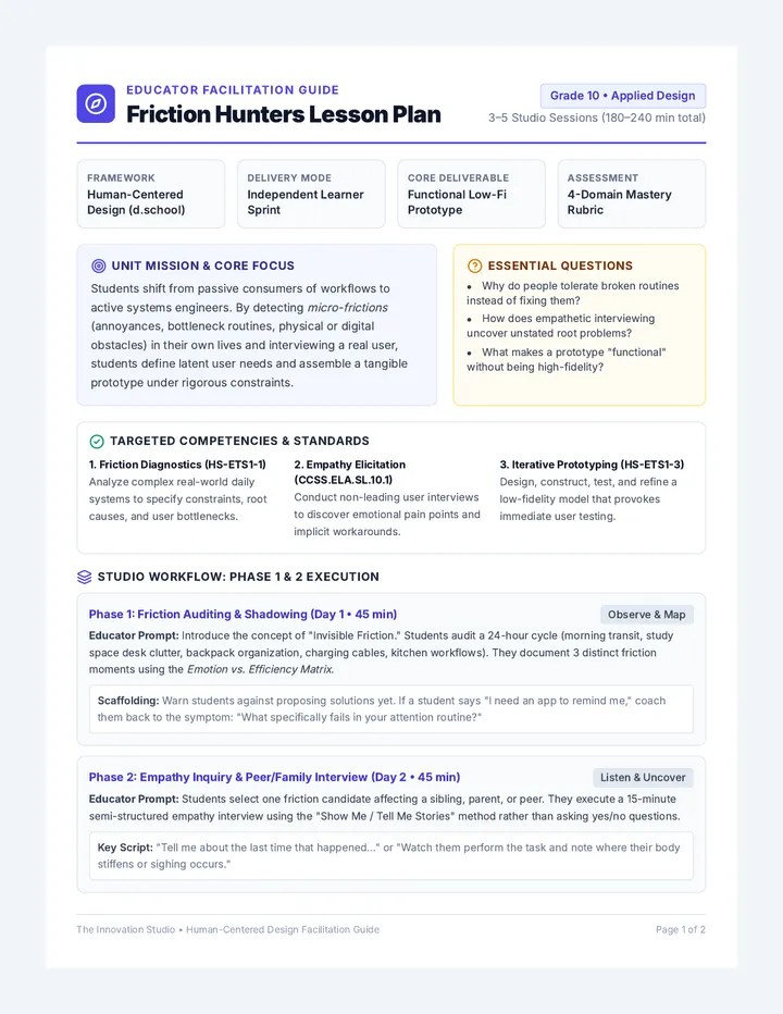Friction Hunters Lesson Plan