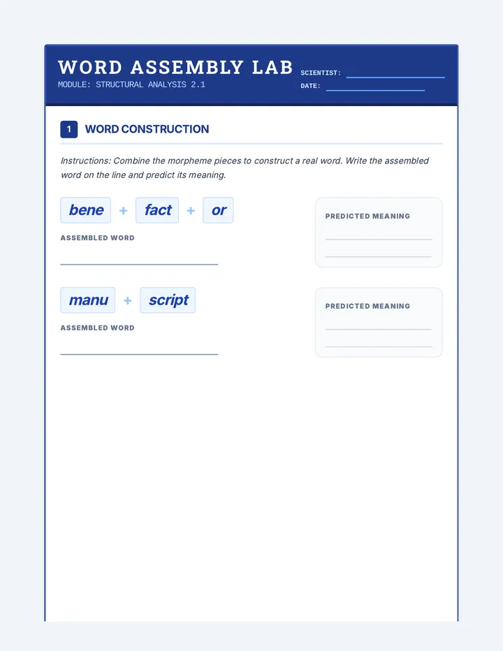 Word Assembly Lab Worksheet