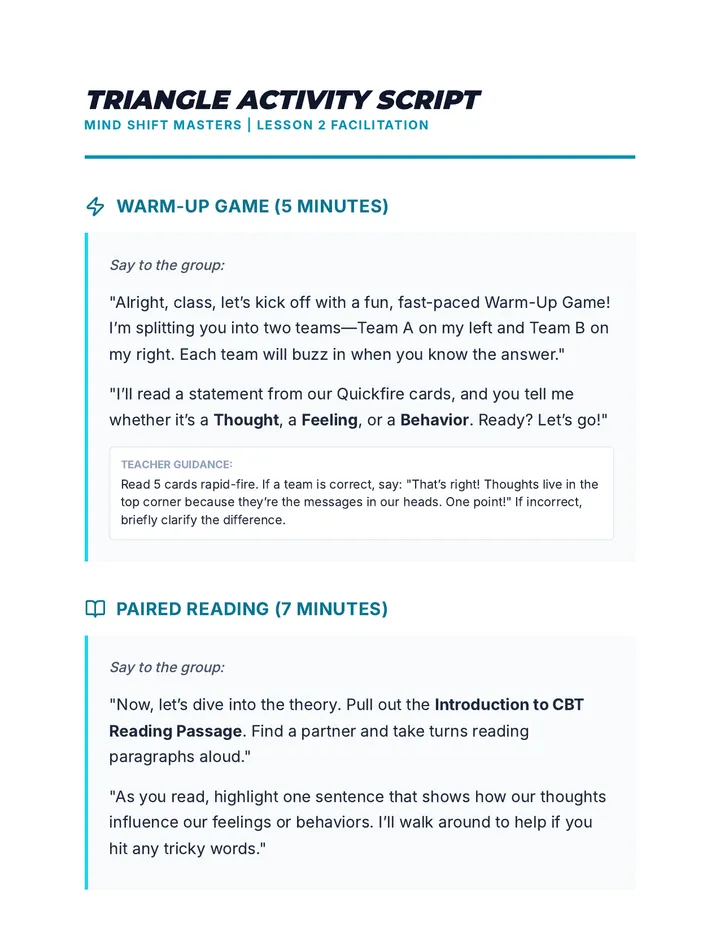 Triangle Script Facilitation Guide